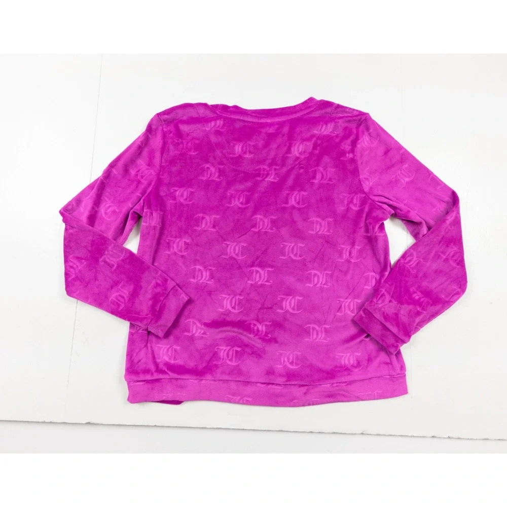 Juicy Couture Top Womens Medium Pink Sleepwear Velour Long Sleeve Lounge Ladies